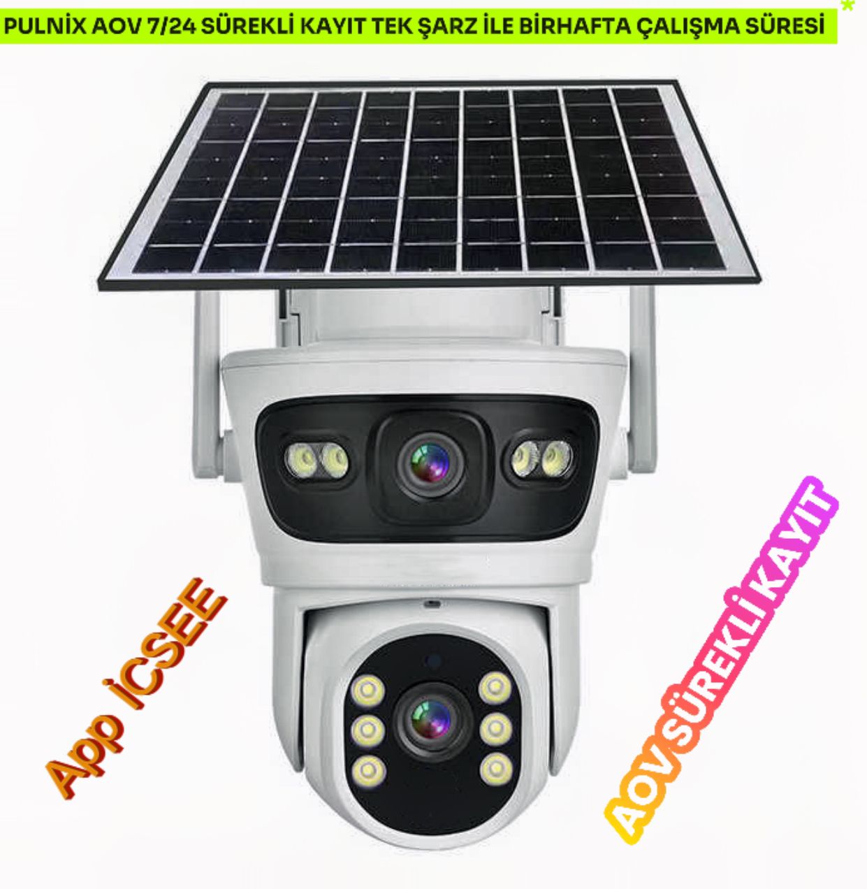 AOV TEKNOLOJİSİ 4G SOLAR KAMERA PULNİX PLX-7001 İPC 7/24 SÜREKLİ KAYIT İCSEE 
